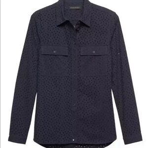 BANANA REPUBLIC  Dillon Eyelet Utility Shirt in Navy